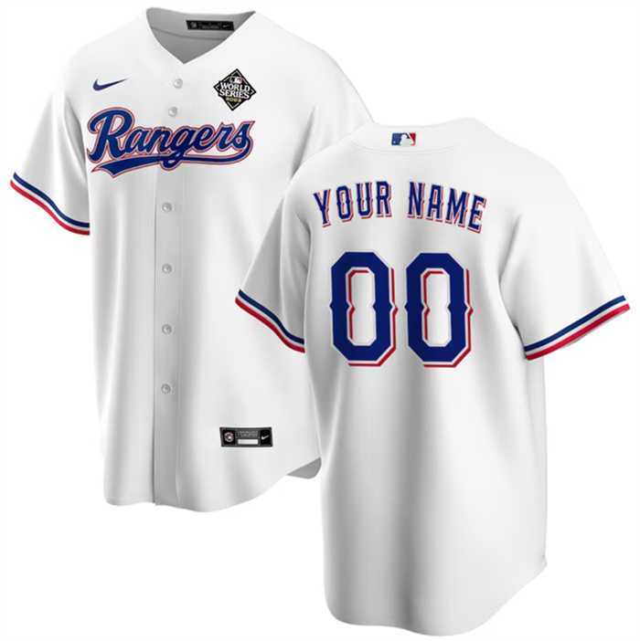 Men%27s Texas Rangers Active Player Custom White 2023 World Series Stitched Baseball Jersey->customized mlb jersey->Custom Jersey